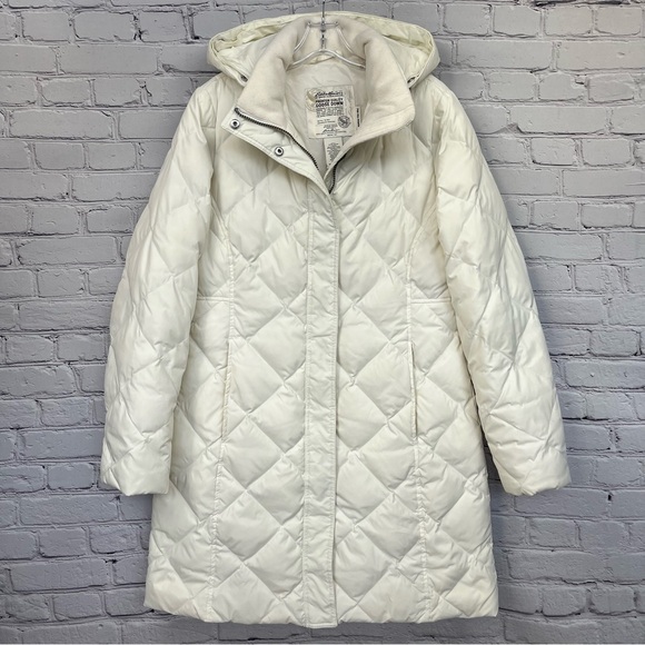 Eddie Bauer Yukon Classic Down Hooded Quilted Parka 700 Fill Off-White Sz M - Picture 6 of 16